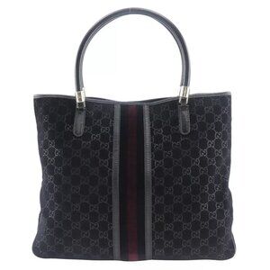 GUCCI GG Shelly line Tote Bag 162160 black Suede unisex